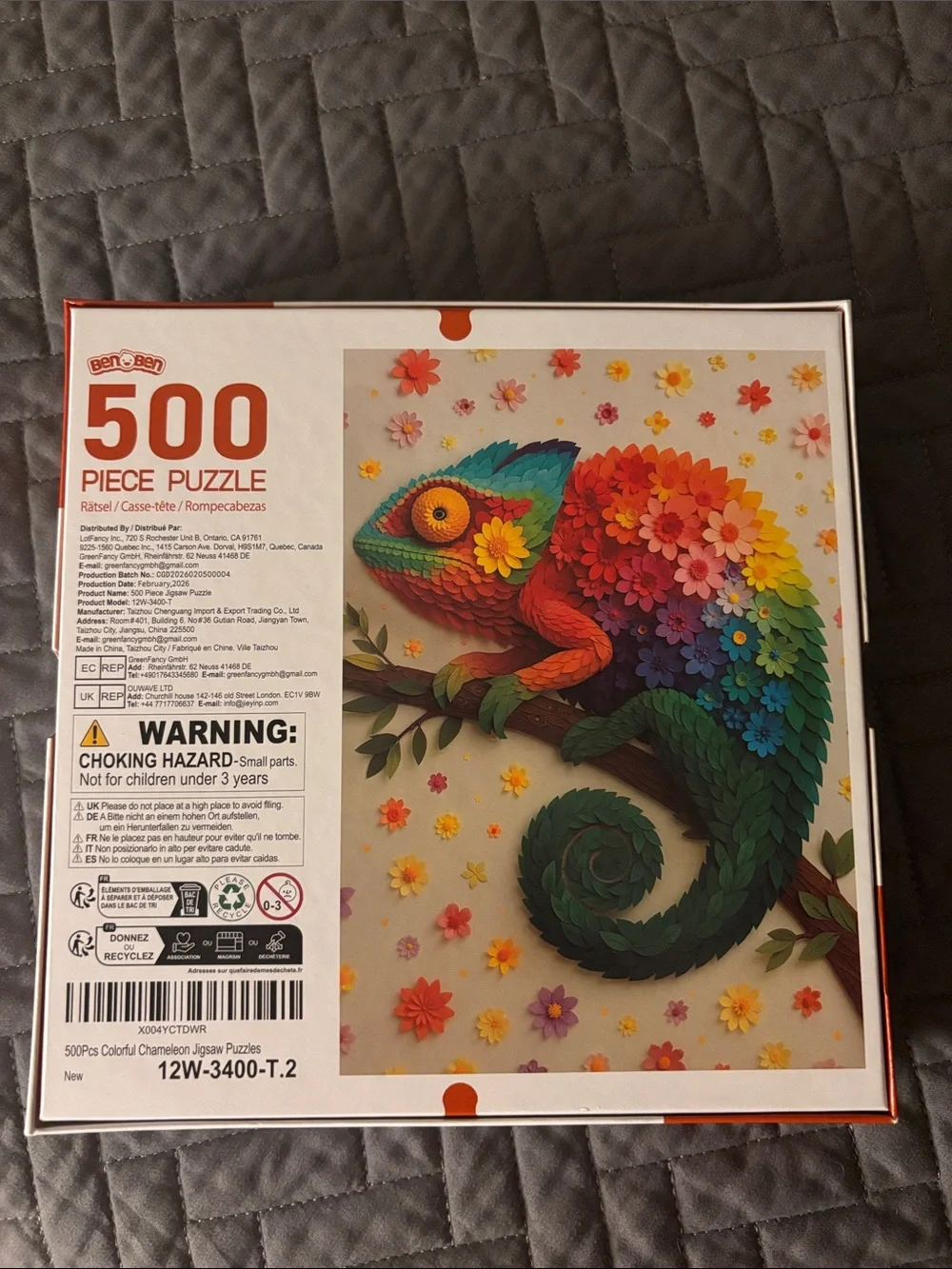Ben Ben Colorful Chameleon 500 piece jigsaw puzzle - Picture 2 of 2